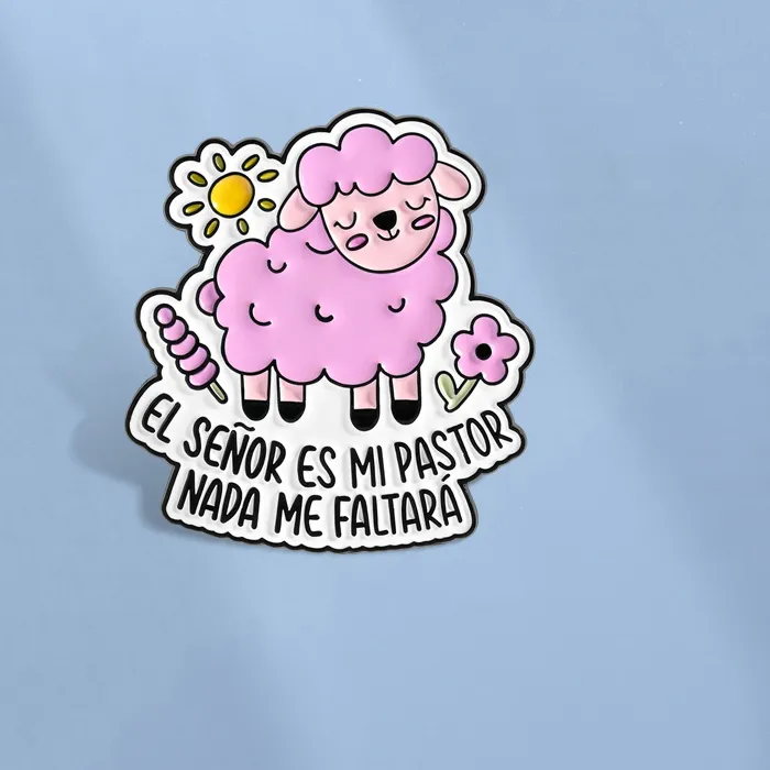Authentic The Lord is My Shepherd Enamel Pin Christian Easter Religious Faith Bible Verse Spanish Quote Brooch Lapel Badge Jewelry