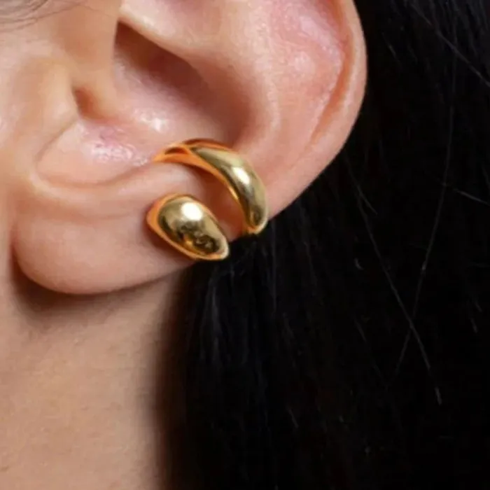 Authentic Women's Piercless Ear Clip Earring Classic Gold Color Trendy Earcuff Earrings Girl Simple Daily Wear Jewelry 2026