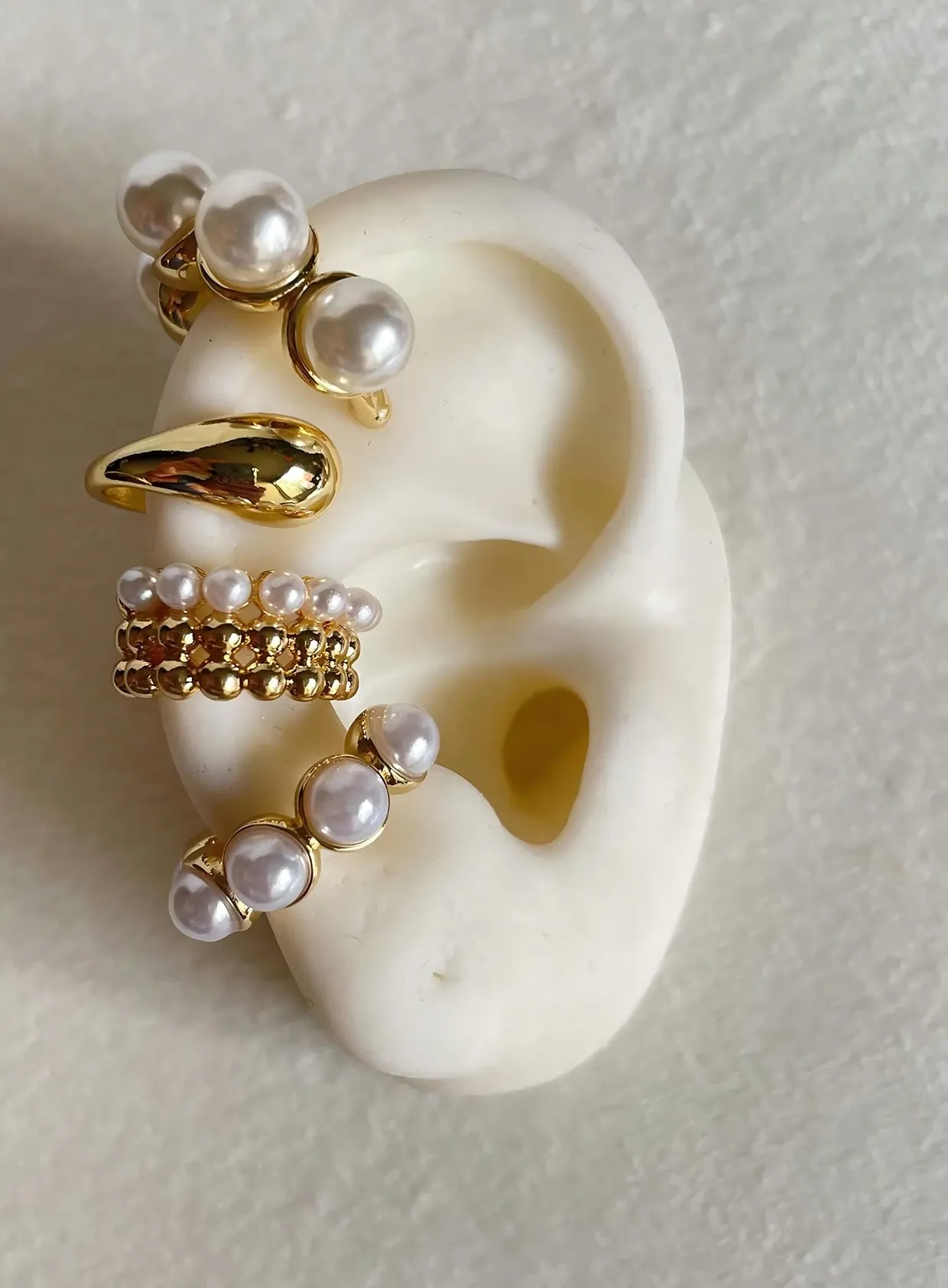 Authentic 4pcs Exaggerated Vintage Coin Pearl Waterdrop Wide Clip-On Earrings Set For Women Vacation Date Daily Party Jewelry