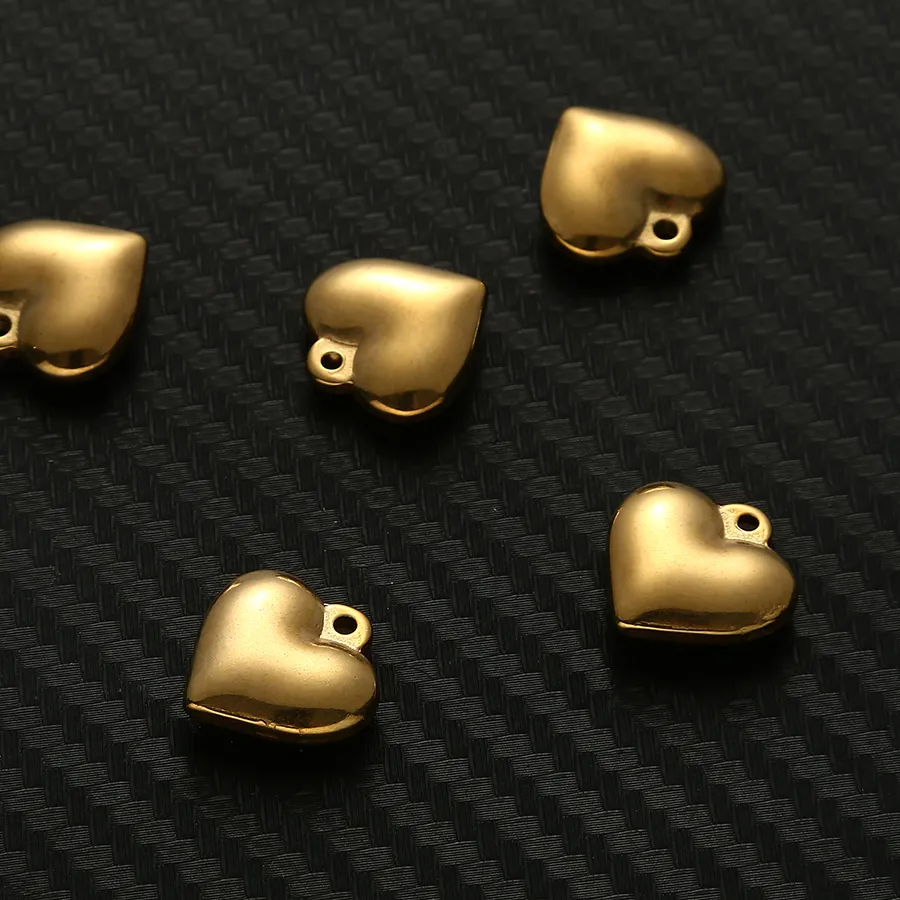 Authentic 5Pcs Puffy Heart Pendant For Jewelry Diy Making Puffy Heart Charms Jewelry Accessories