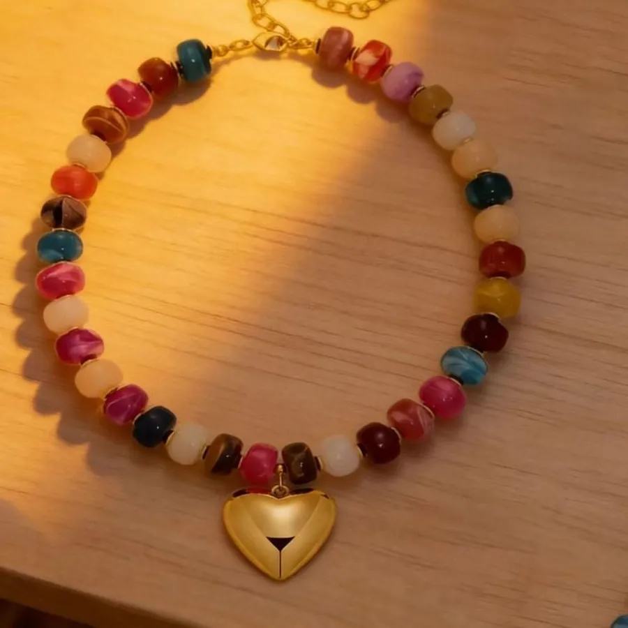 Authentic Golden Heart of Light Choker – Handcrafted Aura‑Infused Necklace