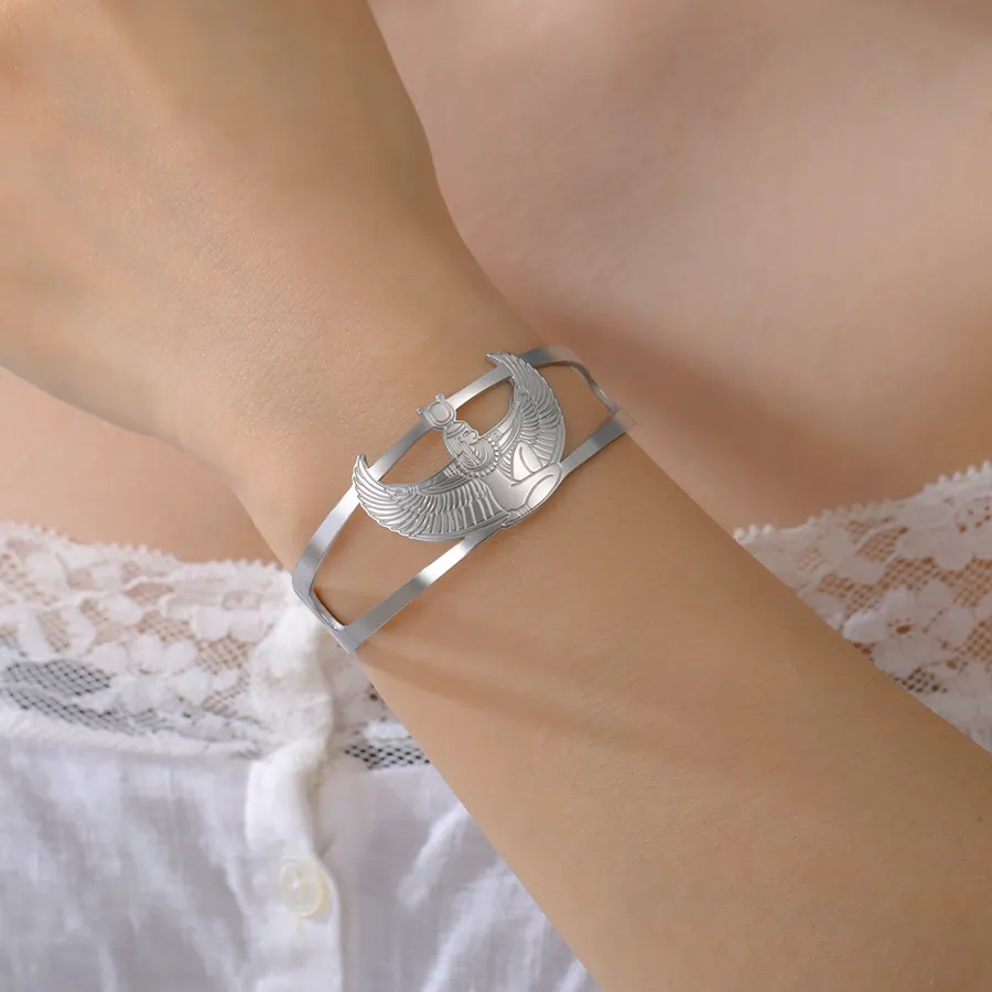 Authentic Egyptian Goddess Hathor Cuff Bracelet Adjustable Women Bangle Ancient Protection Amulet Spiritual Jewelry