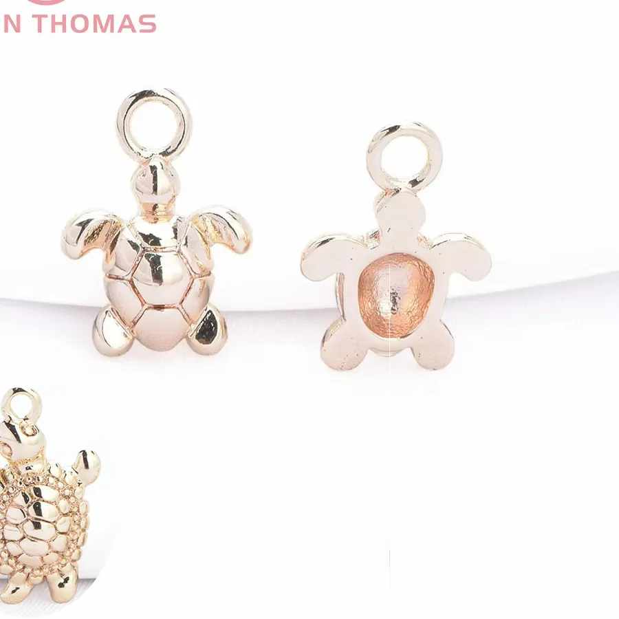 Authentic (8800) 6PCS 9.5x13.5MM 24K Gold Color Plated Turtle Shaped Charms Pendants High Quality Diy Jewelry Accessories Wholesales