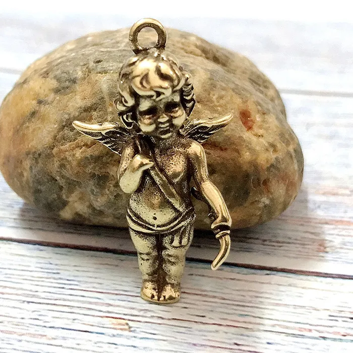 Authentic Eros Cupid Couple Keychain Pendant for Necklace Greek Mythology God of Love Angel Key Chain Hanging Charms DIY Accessories