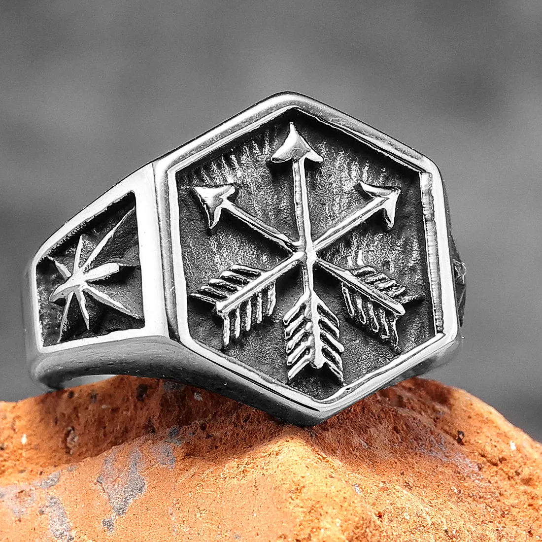 Authentic Arrow Of Eros Rings Unique Punk For Couple Male Boyfriend Biker Jewelry Creativity