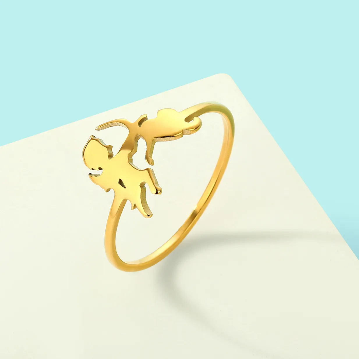 Authentic Qiamni Eros Angel Of Love Midi Statement Rings Cupid Angel Wing Finger Ring Romantic Jewelry