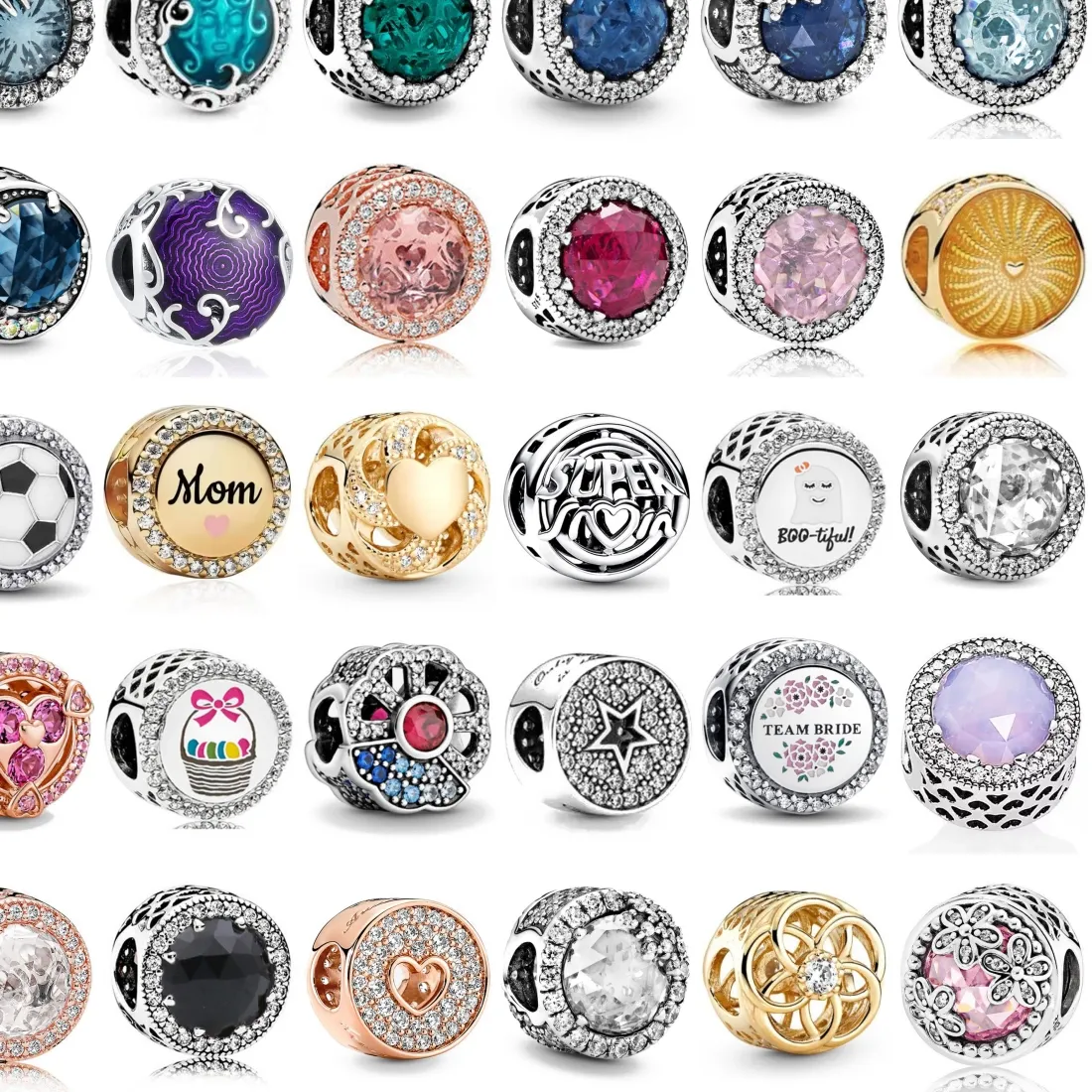 Authentic 925 Sterling Silver Football Flowers Ice Snow Round Beads Charm Beads Fit Original Pendant Bracelet Necklace Jewelry Making