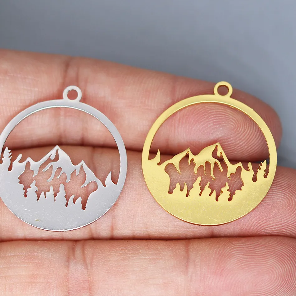 Authentic Triad of Frosted Peaks: Snow Mountain Charms for Enchanted Jewelry