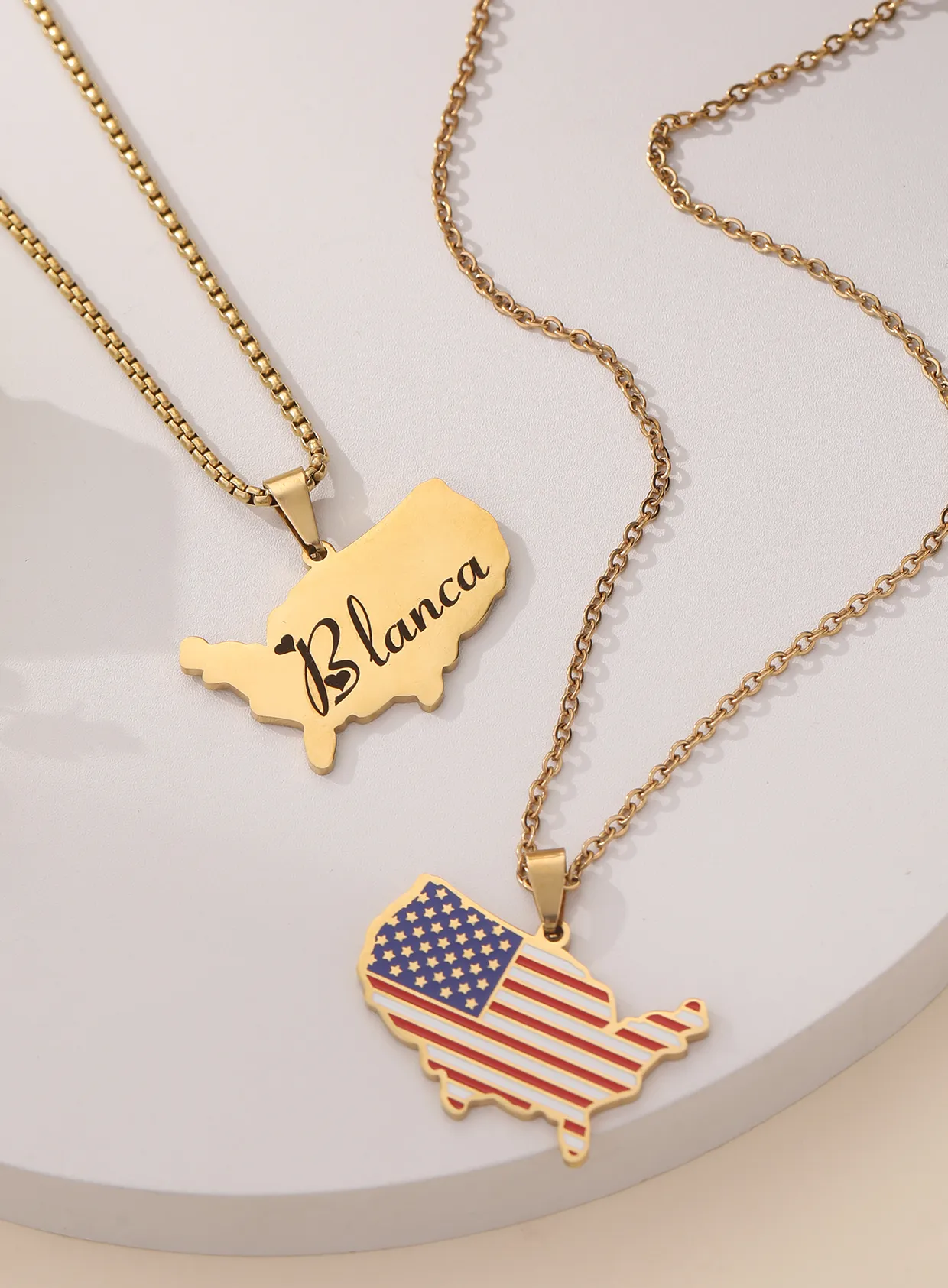Authentic Celestial Atlas: Gold-Dipped American Map Pendant of Unity and Protection
