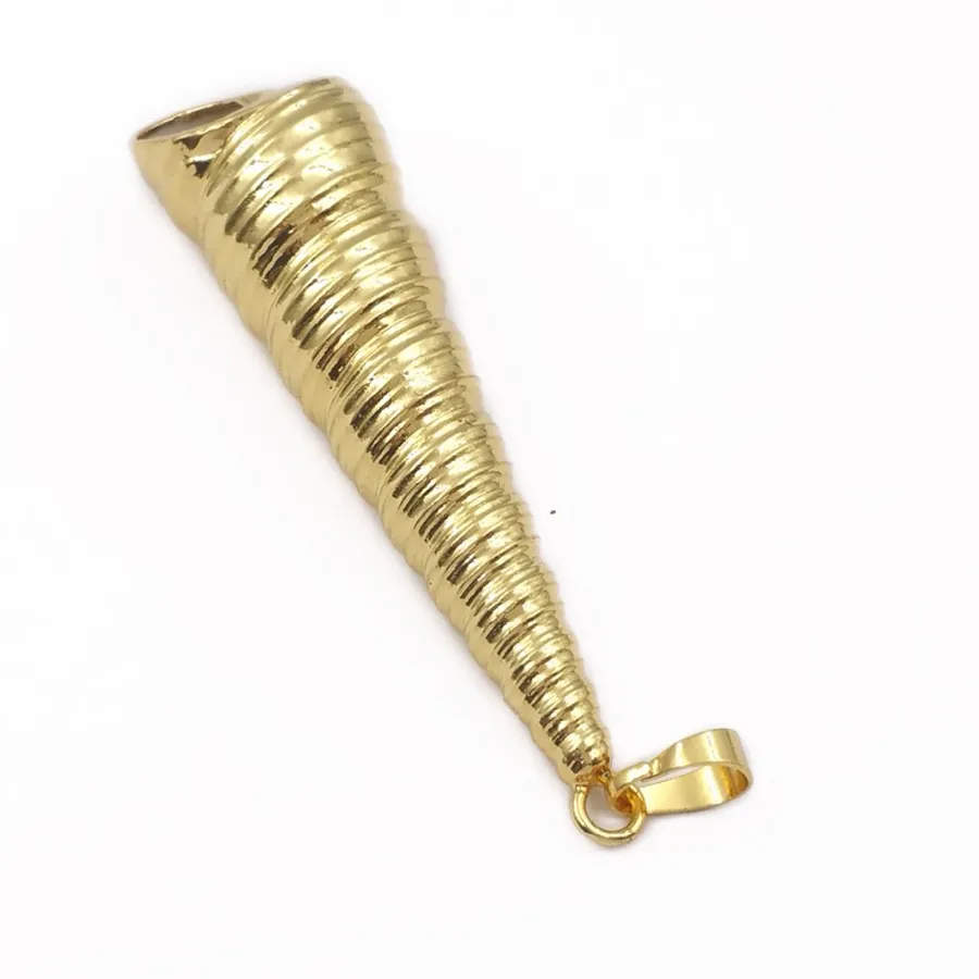 Authentic WT-JP118 Full Gold Dipped Trumpet Shell Pendant Long Conch Pendant DIY Jewelry For Jewelry Making