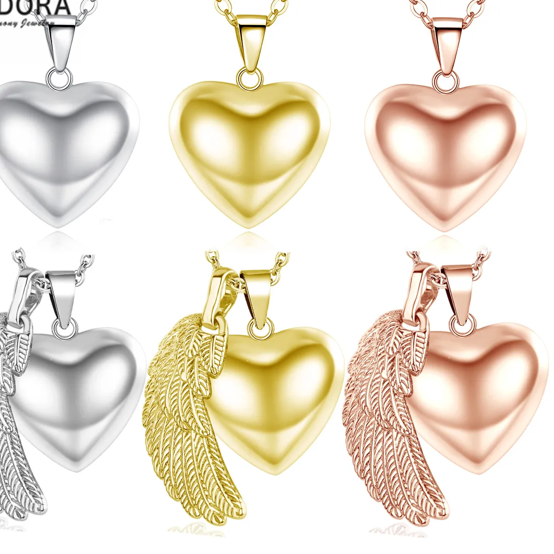 Authentic Eudora Harmony Ball Heart Pendant Pregnancy Bola Angel Caller Necklace Simple Smooth Chime Bell Ball Jewelry for Mom's Day