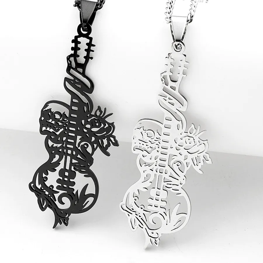 Authentic Rock Music Guitar Pick Pendant Necklace for Women/Men Punk Musical Bass Note Chain Party Jewelry collar