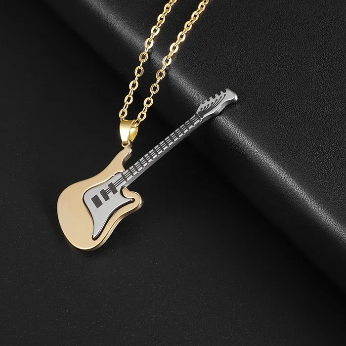 Authentic Men and Women Jewelry Rock Electric Guitar Bass Pendant Necklace for Music Lovers Jewelry Gifts