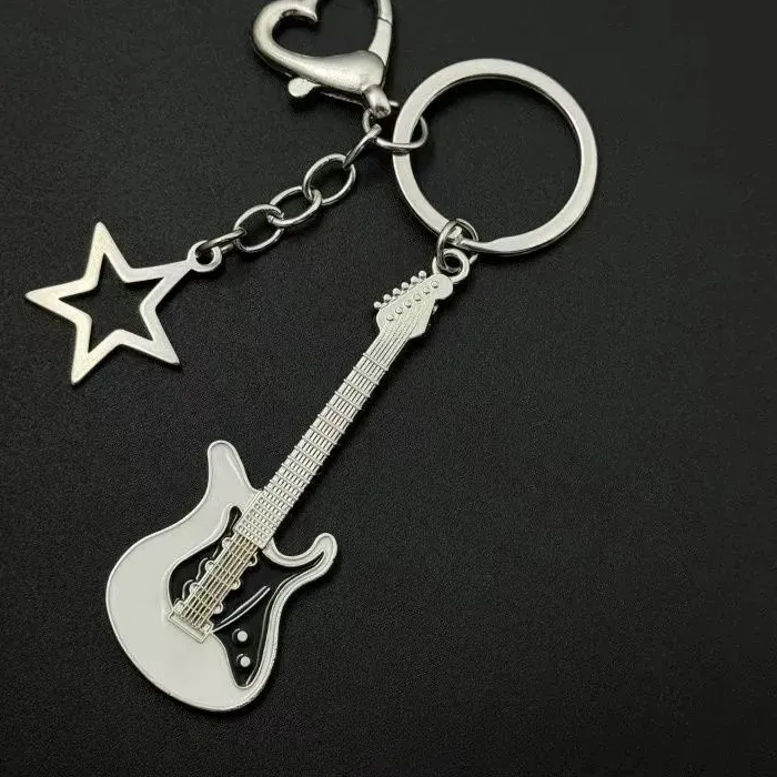 Authentic Electric Guitar Star Pendant Bass Keychain Ins American Cool Sweet Pendant