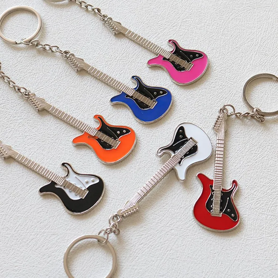 Authentic Creative Guitar Keychain Mini Bass Key Ring Instrument Keychains For Music Lovers Women Bag Pendants
