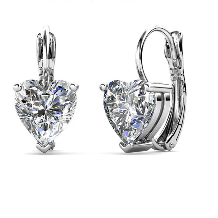Authentic Daisini Exquisite Heart Cut Created Hoop Earring Embellished with Swarovski Crystals Women Gemstone Huggies Novel Bass Jewelry