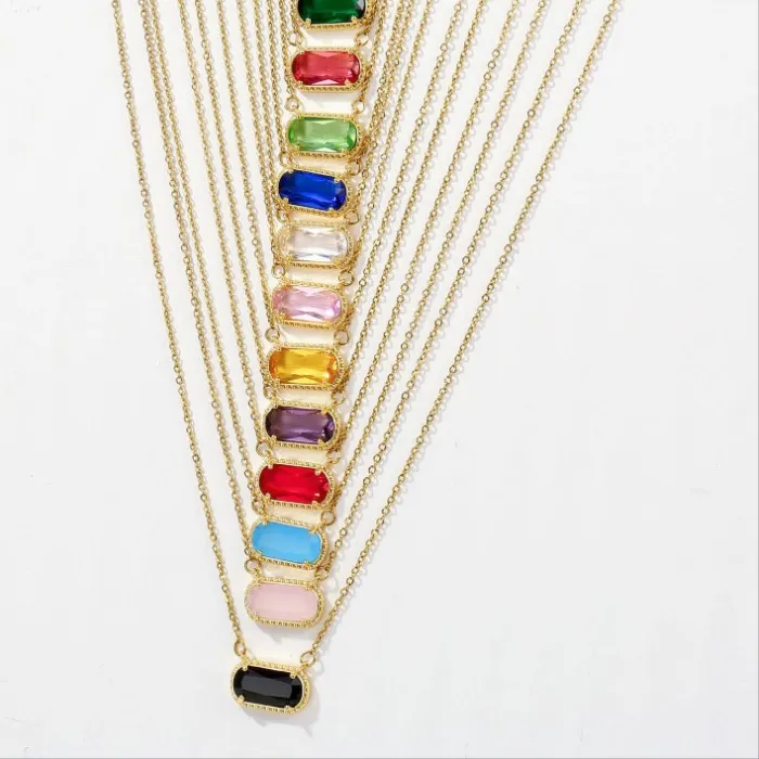 Authentic Brand Gold Plated 12 Birthstone Glass Crystal Pendant Designer Jewelry Birthday