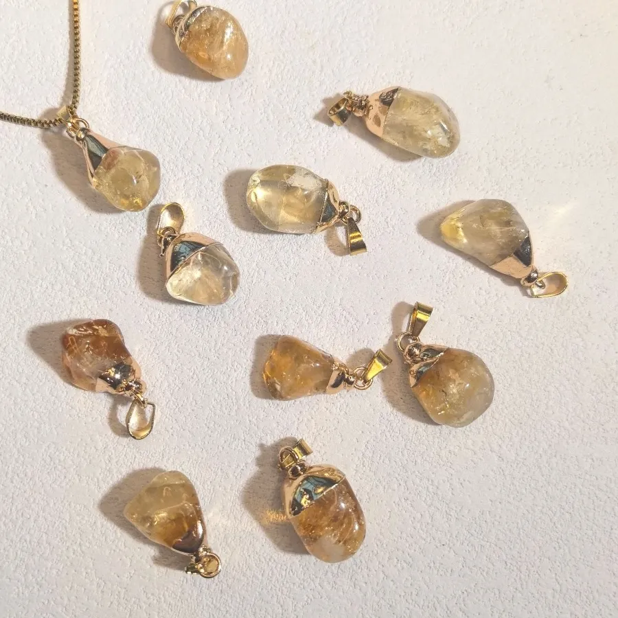 Authentic 5Pcs Mini Irregular Natural Stone Citrine Yellow Crystal Charms Pendant For Jewelry Making Diy Necklace Earrings