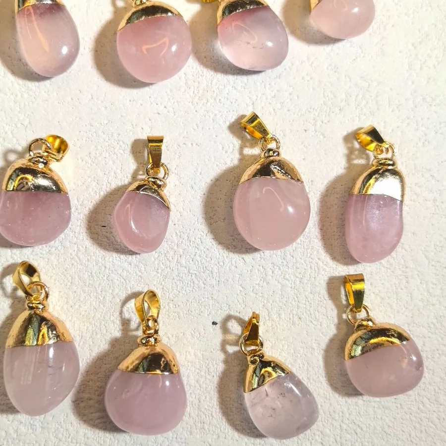 Authentic 5Pcs Mini Irregular Natural Stone Rose Quartz Pink Crystal Charms Pendant For Jewelry Making Diy Necklace Earrings