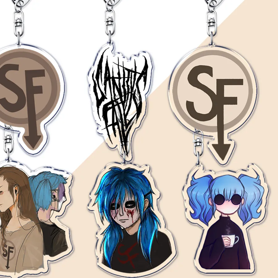 Authentic Horror Game Sanitys Falls Keychain for Accessories Keyring Sal Fisher Key Chain Jewelry Larry Johnson Fans Friends Gamer Gifts