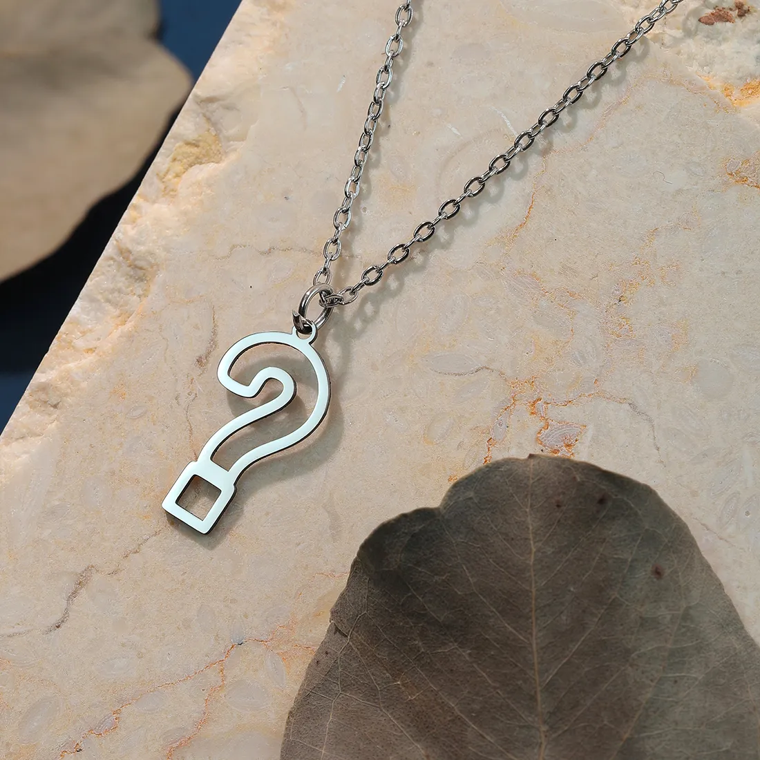 Authentic Kinitial Necklace For Women Men Hollow Question Mark Pendant Necklaces Choker Jewelry