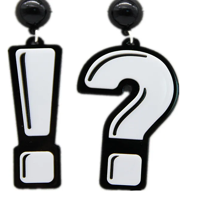Authentic FishSheep Acrylic Question & Exclamation Mark Drop Earrings For Women Long Dangle Fun Earrings Party Korean Jewelry