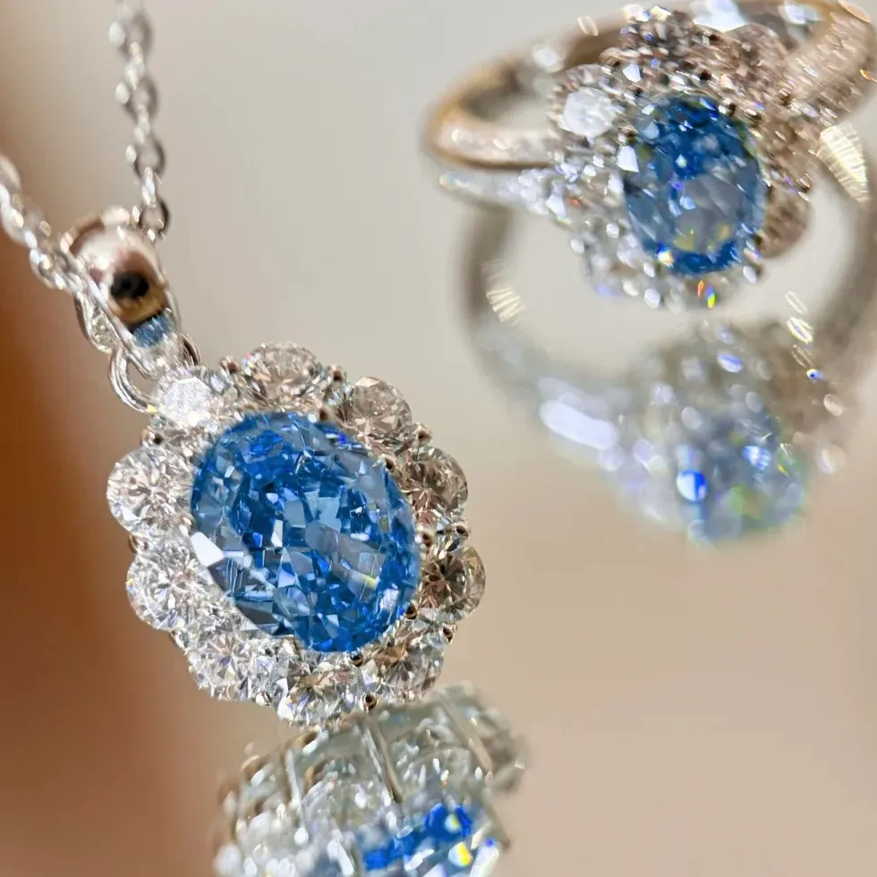 Authentic Radiant Celestial Harmony Pendant and Ring Ensemble in Sterling Silver