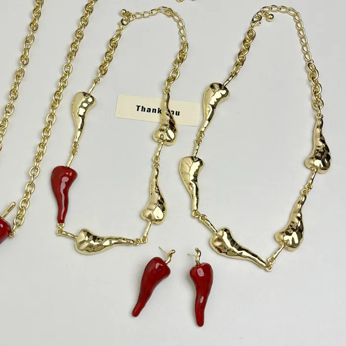 Authentic The Crimson Flame Talisman: Spliced Red Pepper Golden Amulet Set