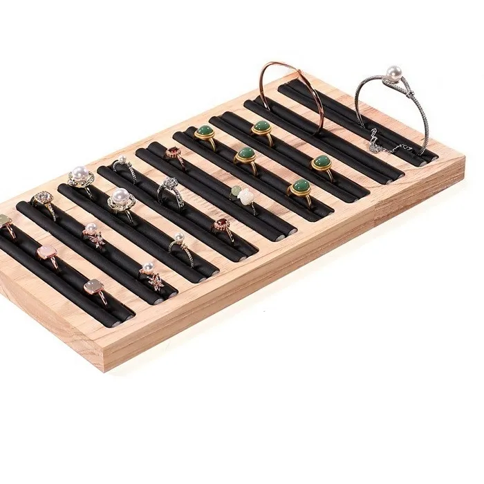 Authentic Solid Wood Ring Display Tray Counter Rings Organizer Trays Jeweler Jewelry Displays Tray Show Props Jewellery Storage Trays