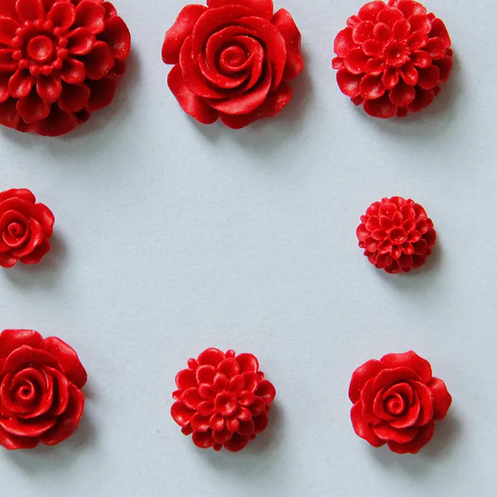 Authentic Crimson Petals of Devotion: Sacred Polymer Clay Rose Beads