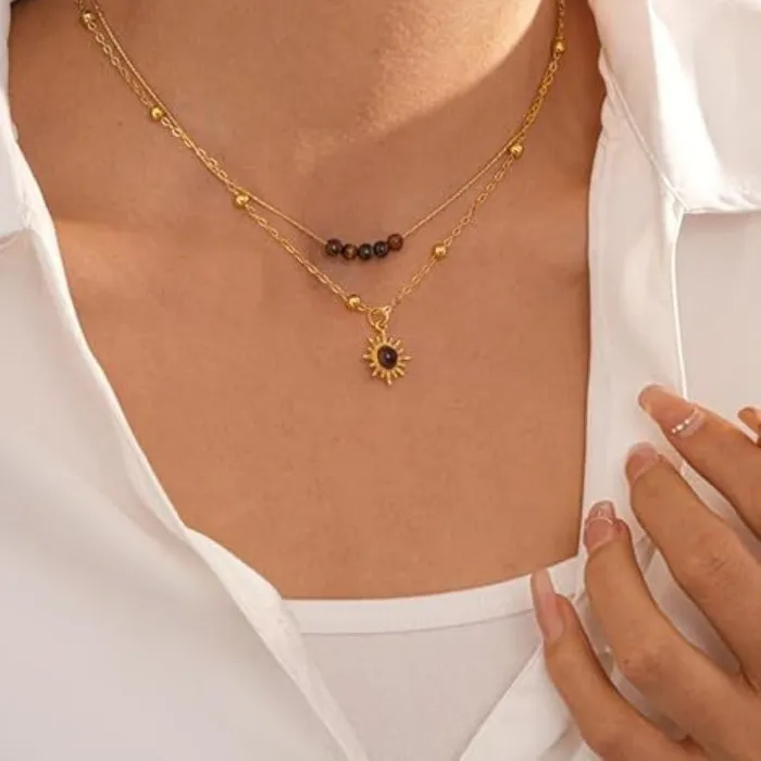 Authentic Sunflower of Protection: Tiger Eye Amulet Choker