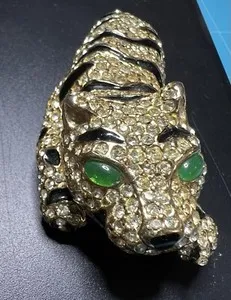Authentic The Golden Guardian: A Ciner Leopard/Tiger Brooch of Enchanted Protection