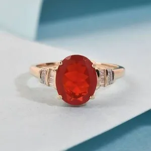 Authentic Radiant Ember of the Sun: Fire Opal and Moissanite Sacred Band