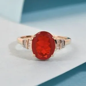 Authentic Radiant Ember of the Sun: Fire Opal and Moissanite Sacred Band