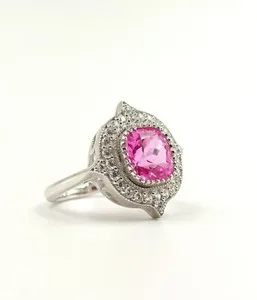 Authentic The Roseate Luminescence: Lab-Created Pink Sapphire Ring in Radiant Gold-Plated Silver