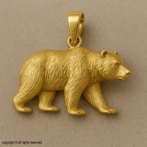 Authentic Wild Guardian of the Forest Heart: Gold Plated Sterling Silver Bear Pendant Necklace