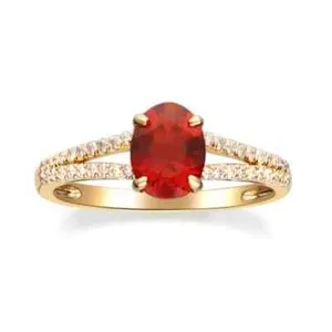 Authentic Jalisco Flame Opal Splintered Shank Ring – 14K Gold‑Plated Guardian