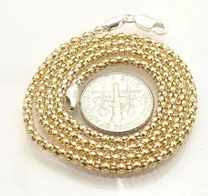 Authentic 18" Italian TwoTone Popcorn Coreana Chain Necklace 14K Yellow Gold Plated Silver