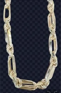 Authentic The Golden Thread of Milan: 30-Inch Sterling Silver & Gold-Plated Rope Chain