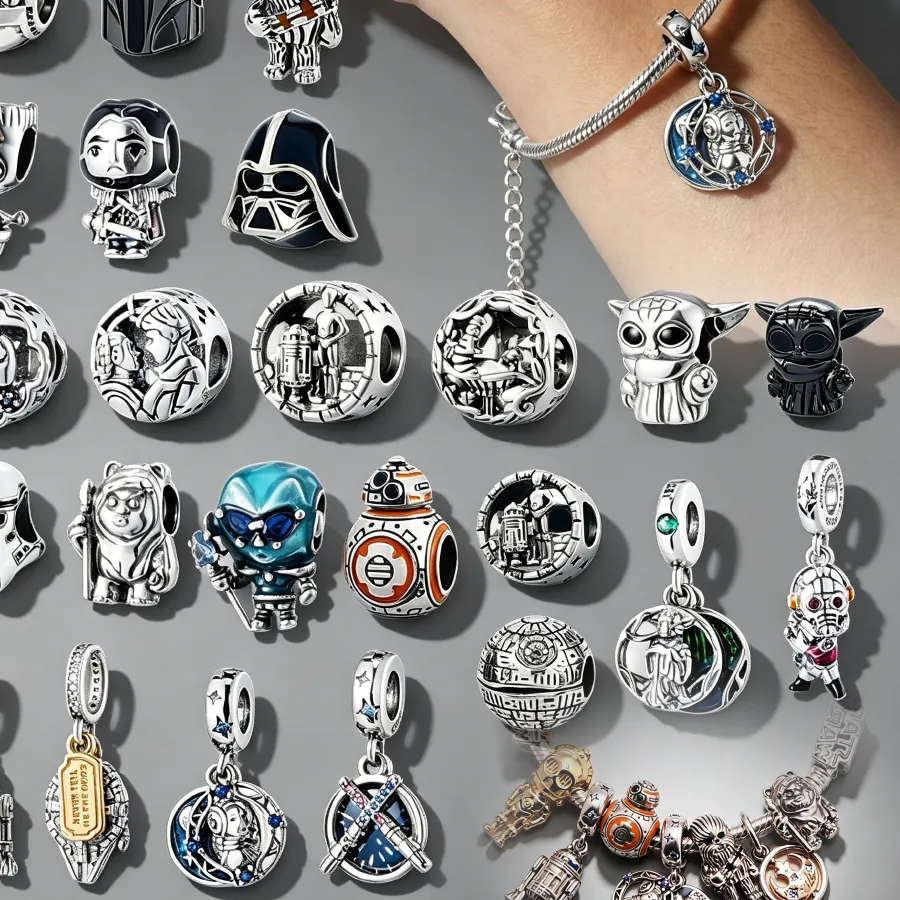 Authentic Disney 2026 Charms for Bracelet 925 Sterling Silver Darth Vader Grogu Beads Pendant DIY Jewelry Making for Women Men Fans