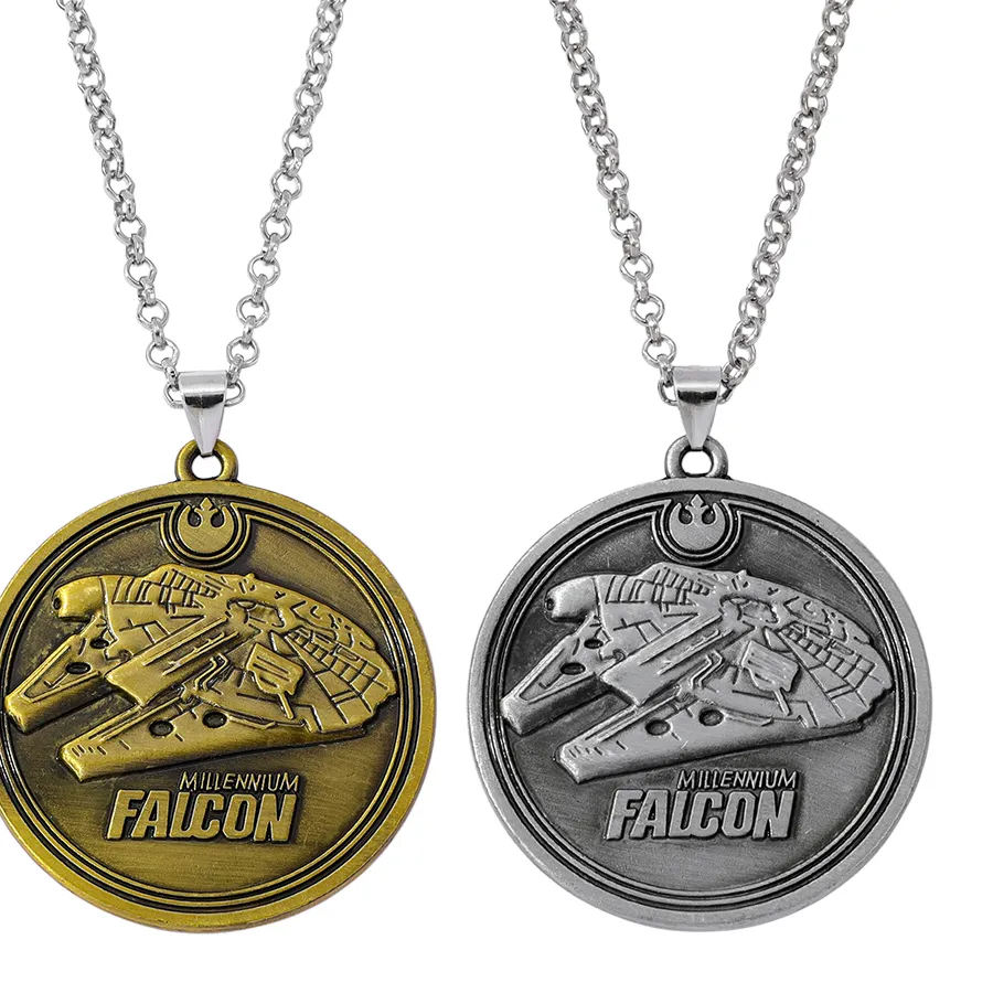 Authentic 1pcs Vintage Millennium Falcon Pendant Necklace Popular Movie-Themed Fan Jewelry
