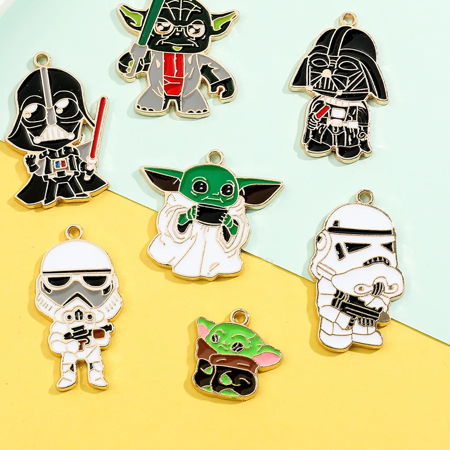 Authentic 10pcs Enamel Pendants Darth Vader Stormtrooper Metal for DIY Jewelry Making - Necklace and Earring Accessories