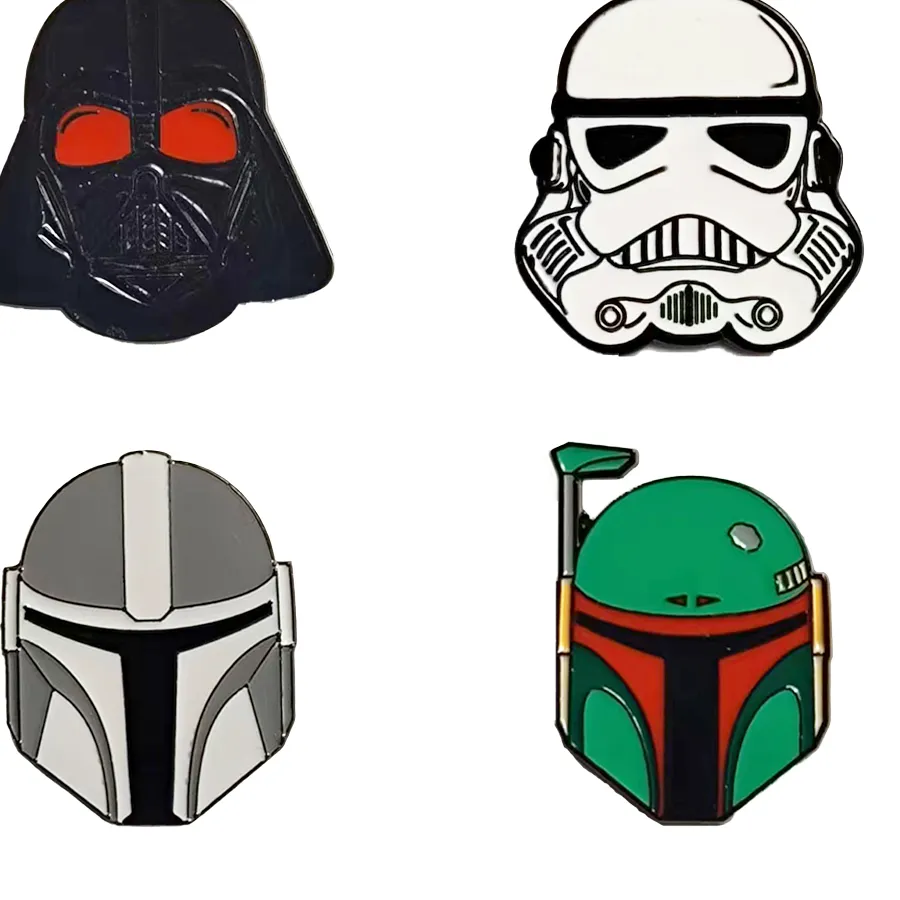 Authentic 4pcs Star Wars Enamel Lepl Pins Set Imperial Stormtrooper Helmet Metal Badge Darth Vader Mask Brooches Clothes Jewelry Fans