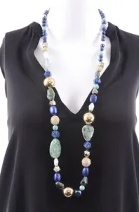Authentic Alexis Bittar 10K gold plated mixed stone crystal statement necklace $395