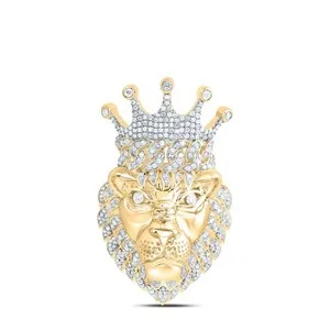 Authentic The Regal Sovereign: Diamond-Studded Lion Crown Talisman in Radiant Gold