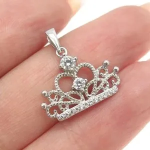 Authentic Celestial Crown of Radiant Moissanite: 14K White Gold Mini Pendant