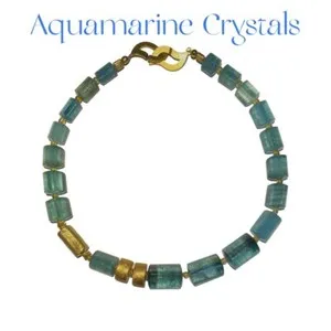 Authentic Lithos Aquamarine Crystal Gold Plated Sterling Silver Necklace
