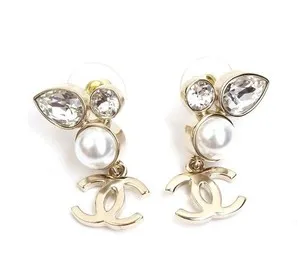 Authentic Radiant Luminesce Champagne Gold Pearl And Crystal Talisman Earrings