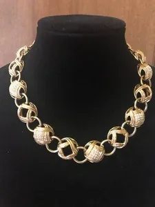 Authentic Vintage Christian Dior Gold Plated Ornate Crystal Necklace and Bracelet Set