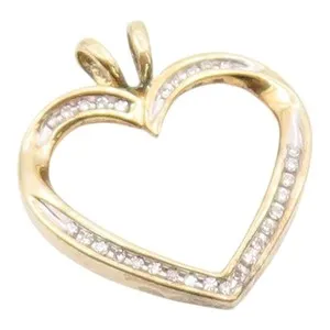 Authentic 925 Sterling Silver Genuine Diamonds Gold Plated Love Heart Pendant PT9727